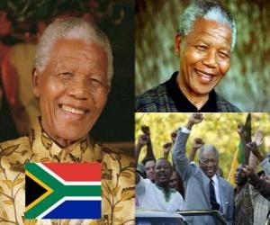 yapboz Nelson Mandela Madiba olarak bilinen ülkesinin, evrensel oy ile ilk demokratik yollarla seçilmiş Güney Afrika devlet başkanı oldu.